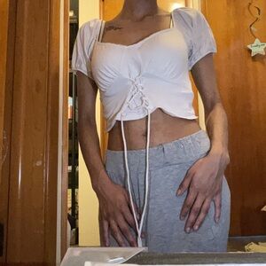 Forever 21 Cream Ruched Blouse